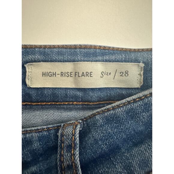 Pilcro & The Letterpress High Rise Flare Jeans Sz 28 Button Fly Cropped Stretchy - Picture 4 of 12